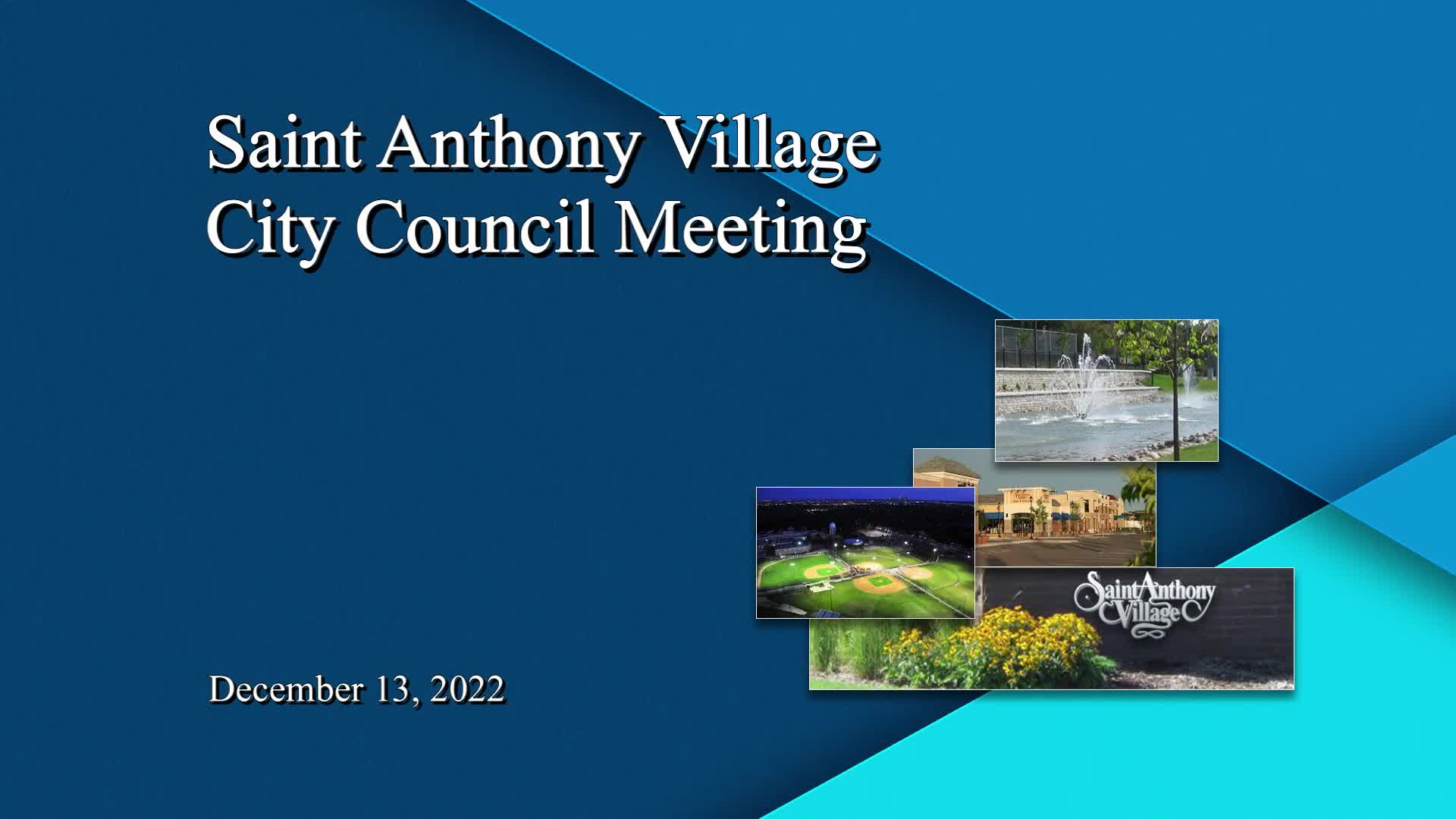 Thumbnail image for St. Anthony City Council Meeting 12-13-22
