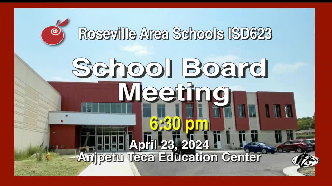 Thumbnail image for Roseville Area District 623 School Board Meeting 4-23-24