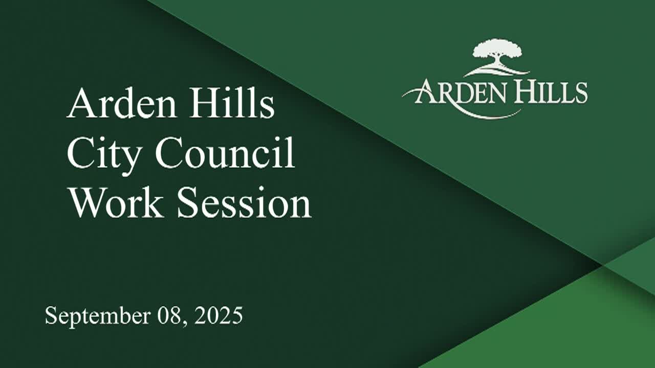 Thumbnail image for Arden Hills City Council Work Session 9-8-25