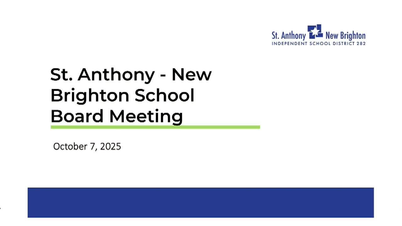 Thumbnail image for LIVE St. Anthony/New Brighton District 282 School Board Meeting 10-7-25
