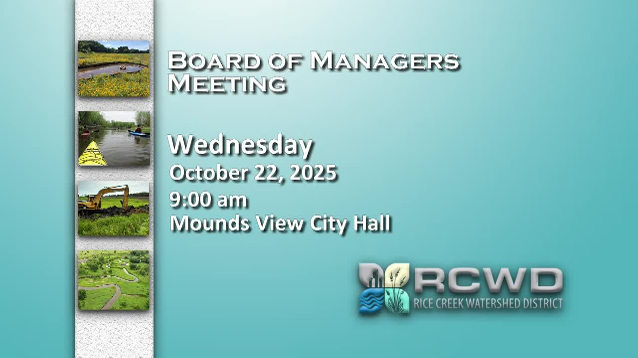 Thumbnail image for Rice Creek Watershed District Board Meeting 10-22-25