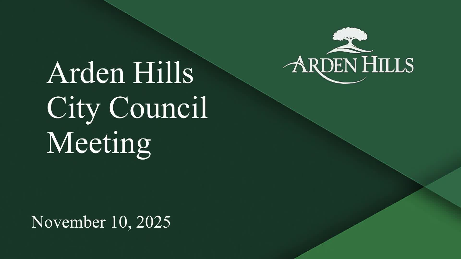 Thumbnail image for Arden Hills City Council Meeting 11-10-25