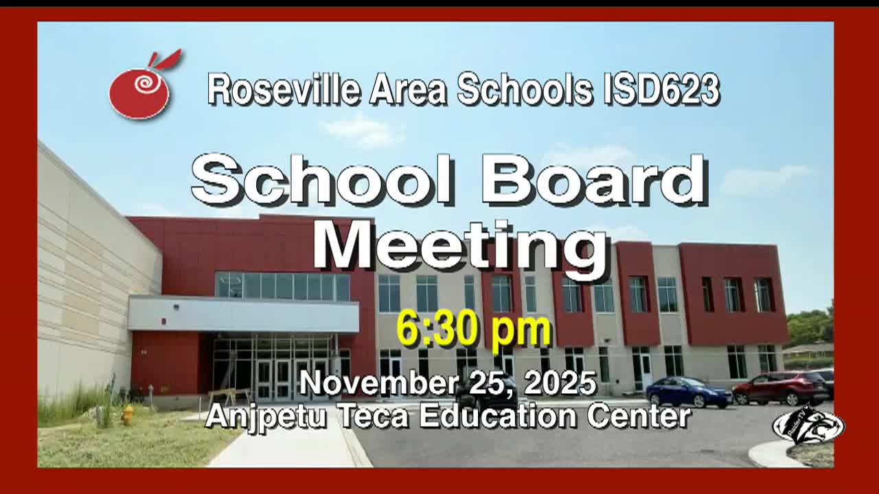 Thumbnail image for Roseville Area District 623 School Board Meeting 11-25-25