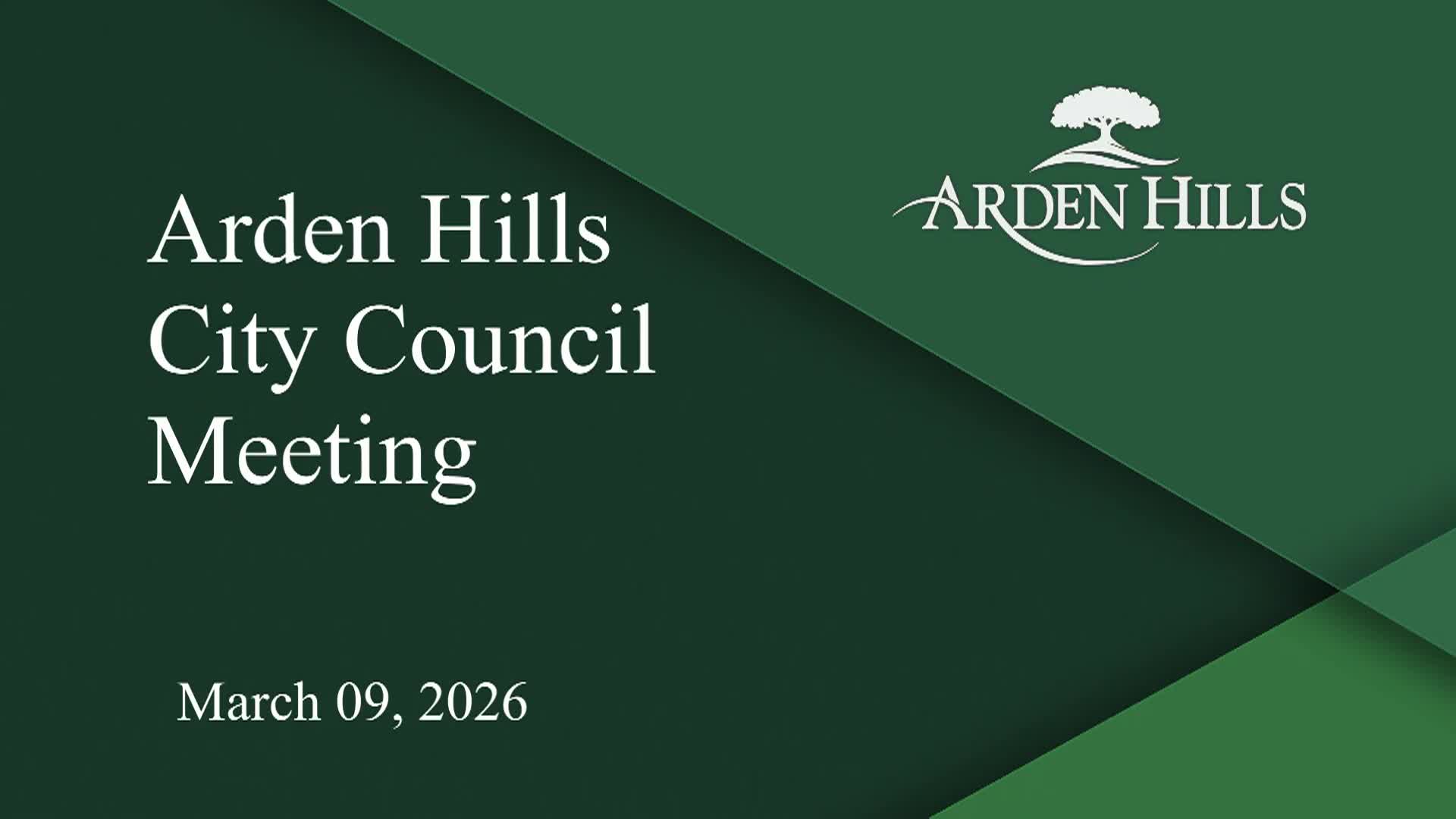 Thumbnail image for Arden Hills City Council Meeting 3-9-2026